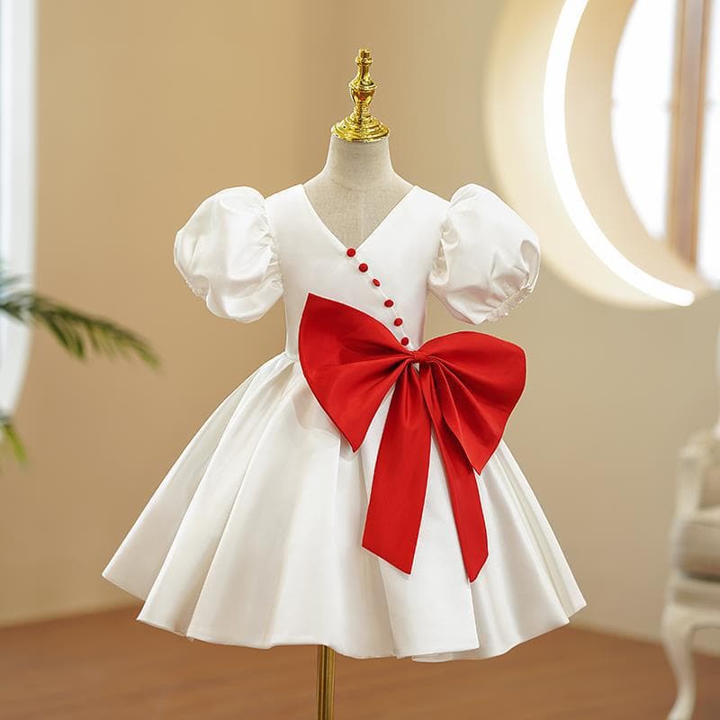 White Violin Performance Dress Children Princess Gown High-End Host Piano Recital Formal Dress Girls Graduation Outfit Spring
