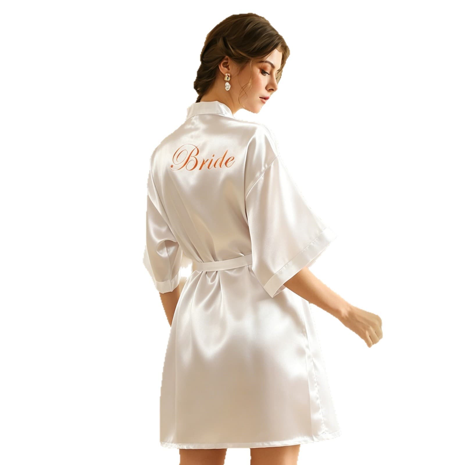 Bride Bridesmaid Women's Morning Robe Wedding Silk Birthday Best Friend Party Pajama Party Embroidered Red Robe Wedding Morning Robe
