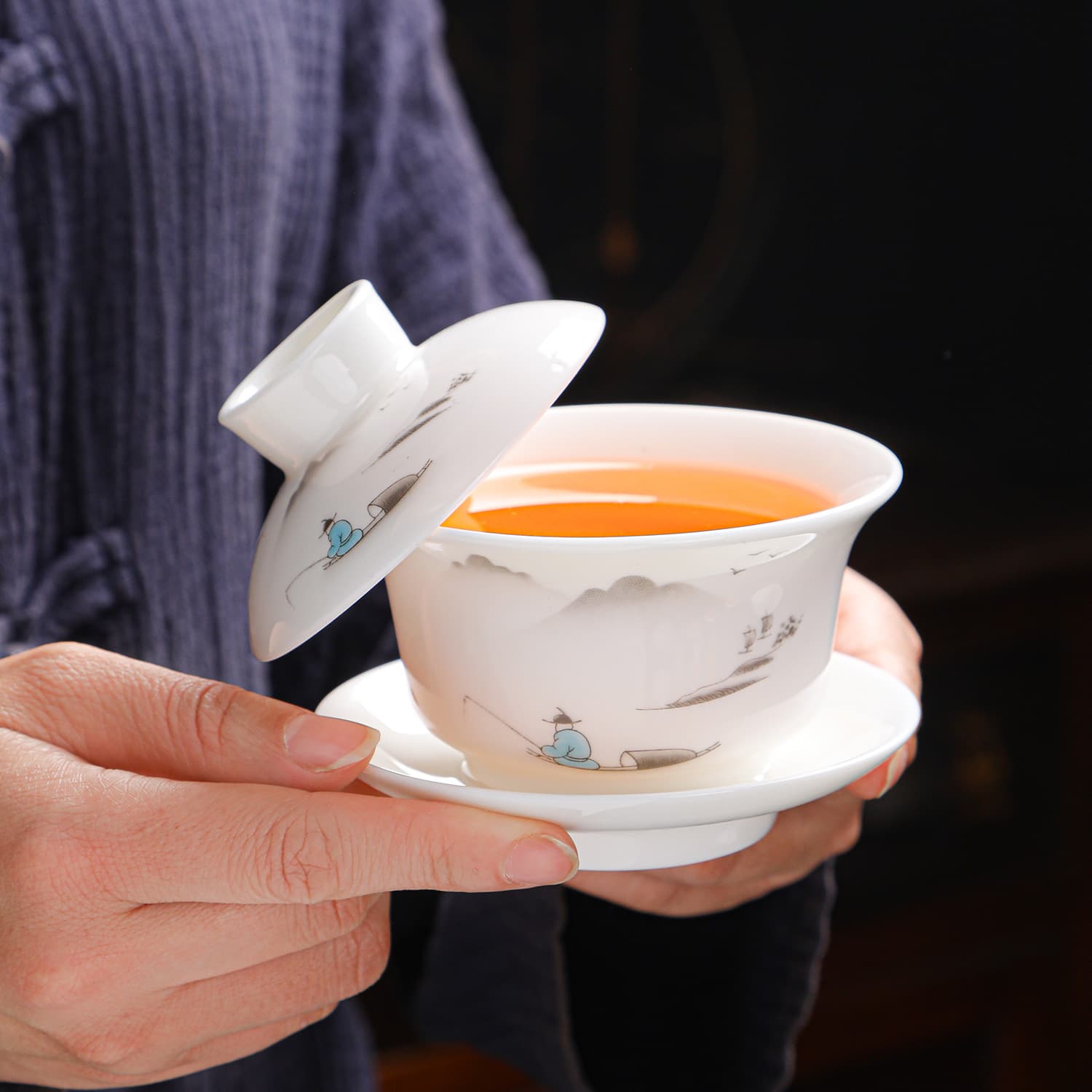 TikTok Trending Hover Lid Tea Bowl Set - Simple Home Ceramic Tea Cup, Three-Talent Bowl, Drop Shipping Gift