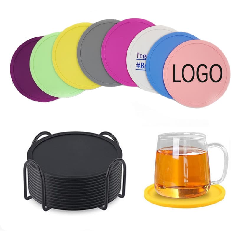 Round coaster custom logo anti-scalding tea coaster heat-resistant anti-slip mat insulation pad household 10cm silicone coaster