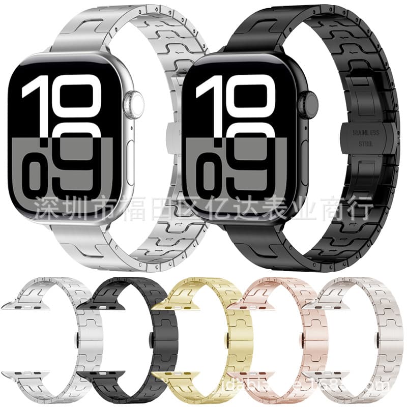 Compatible Apple Watch Band for Apple Watch 10/9 Ultra 2 Hermes Women's H-Type Stainless Steel Metal Watch Band