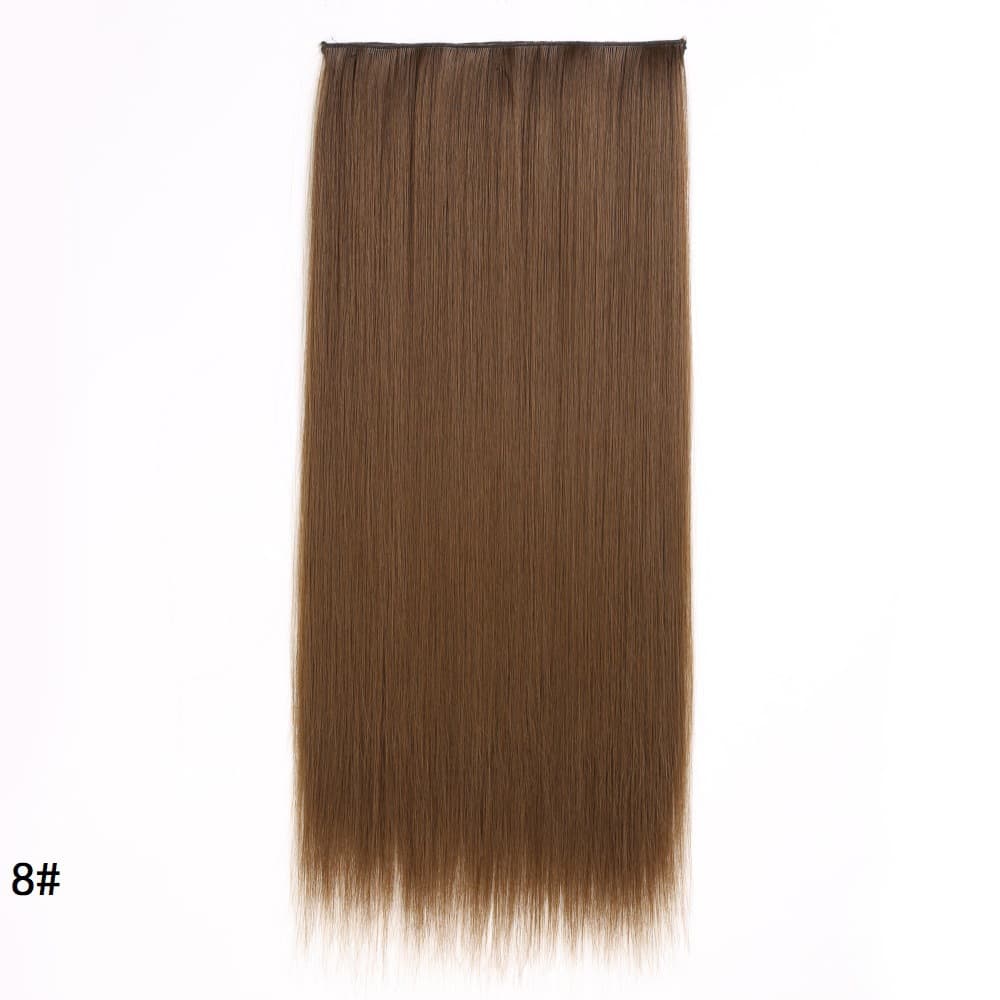 European and American Long Straight Hair Extension Clip-in Weft Piece with 5 Clips, Synthetic Hair Wig Piece Factory Direct