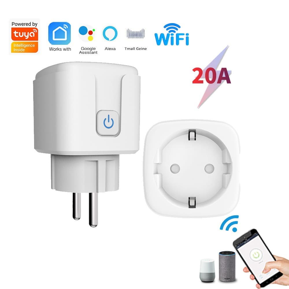 EU Smart Tuya Socket, Tuya WiFi Socket Timer Switch Remote Alexa with Energy Monitoring Factory