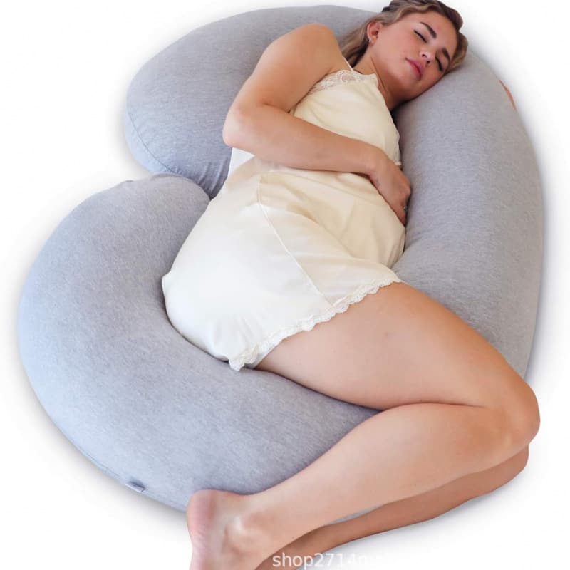 Type-C Maternity Pillow Body Pillow Knitted Cover Dark Gray Pregnancy Pillow and Pregnancy Essentials Pillow Replacement Cover