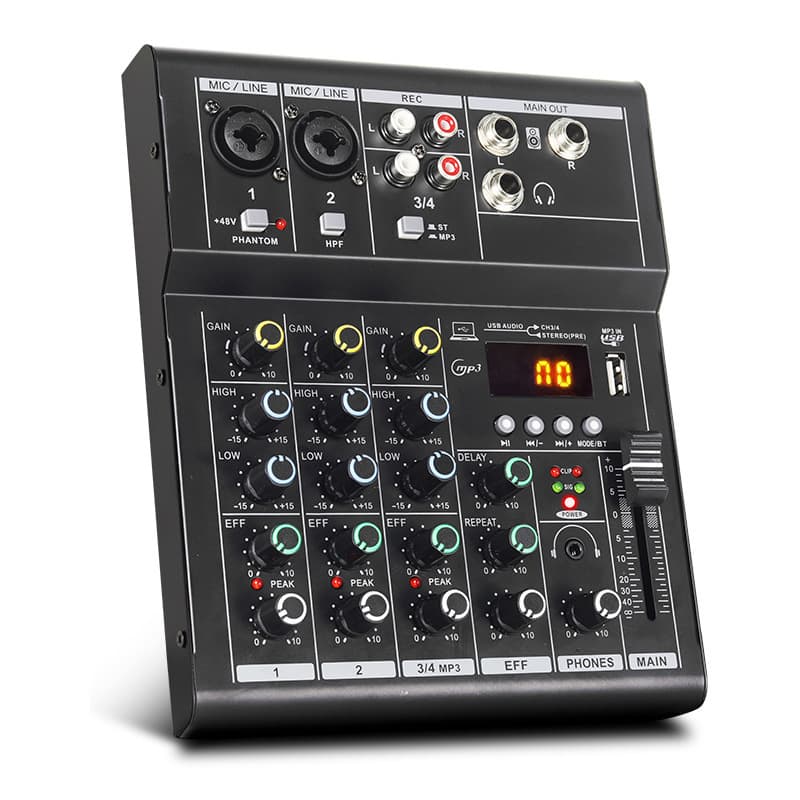 Cross-border Bluetooth 2-Channel 4-Channel Mixer Professional Stage Performance KTV Entertainment Reverb USB Mini Audio Mixer