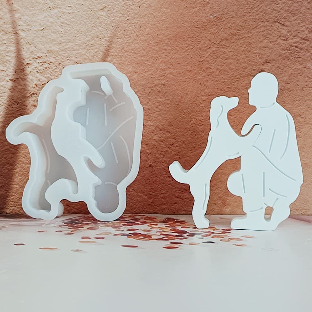 S1814 Big Boy and Big Dog Decorative Cement Plaster Mold DIY Silicone Mold