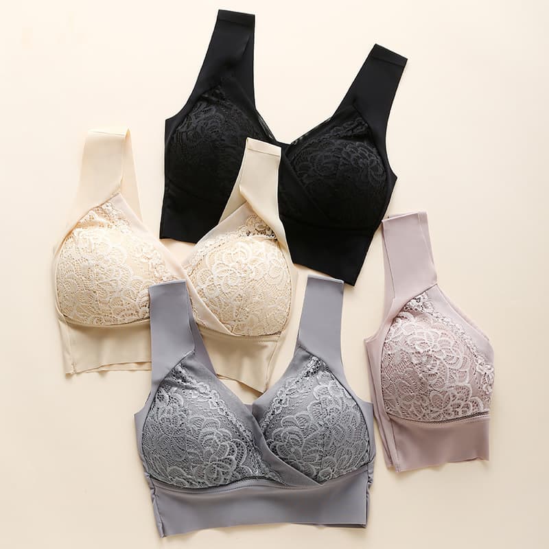 Cross-border foreign trade no steel ring bra seamless plus size underwear women sexy lace beauty vest bra thin wholesale