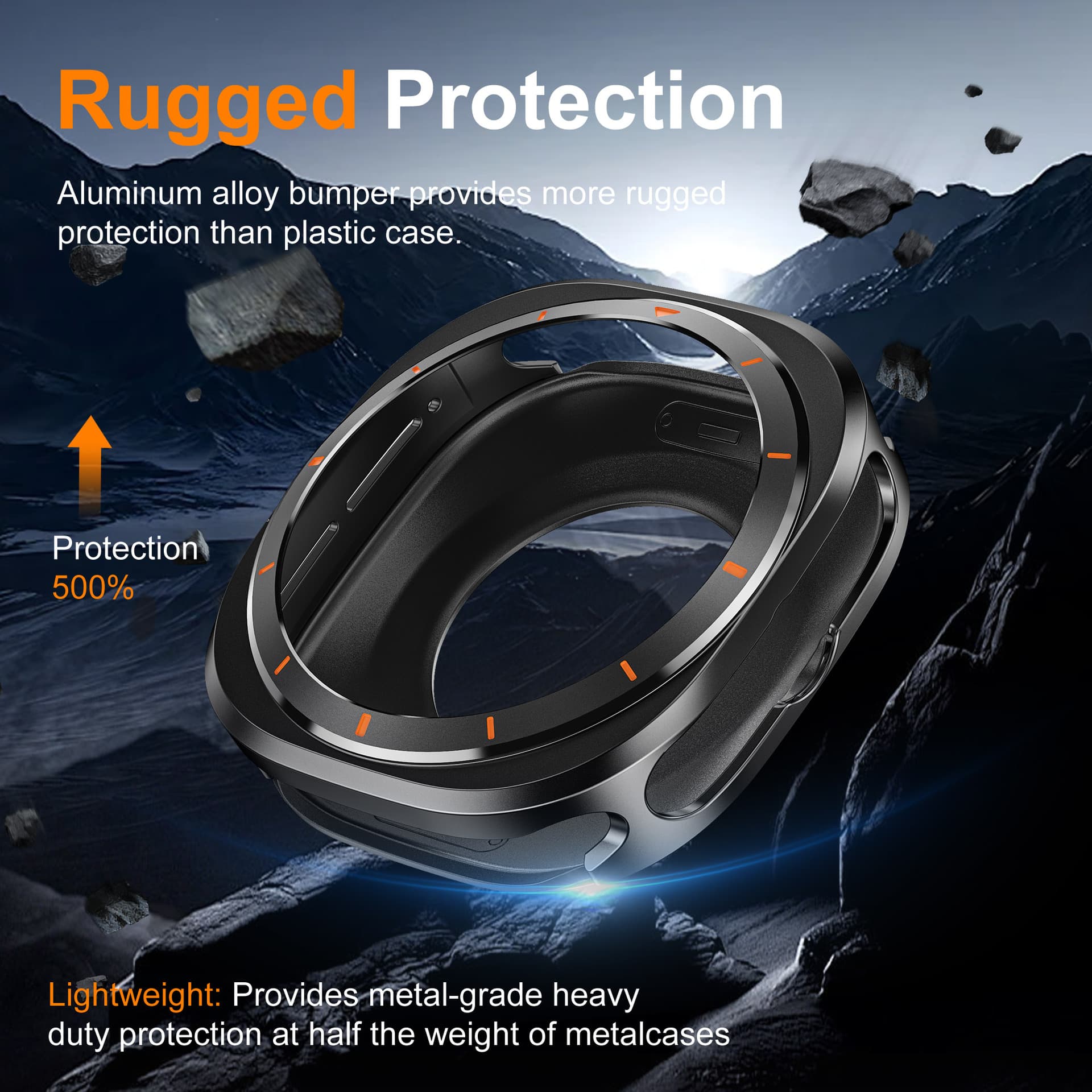 Original Protection Case for Samsung Galaxy Watch Ultra 47mm Metal Plated Aluminum Alloy PC Compatible with Galaxy Watch Ultra