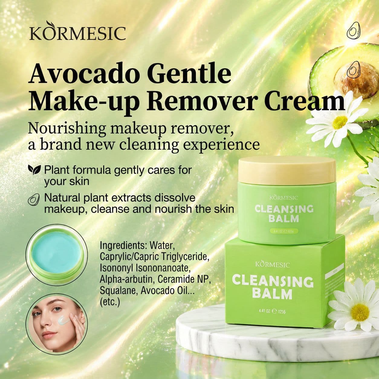 KORMESIC Avocado Gentle Makeup Remover Balm - Cross-border Wholesale Supplier