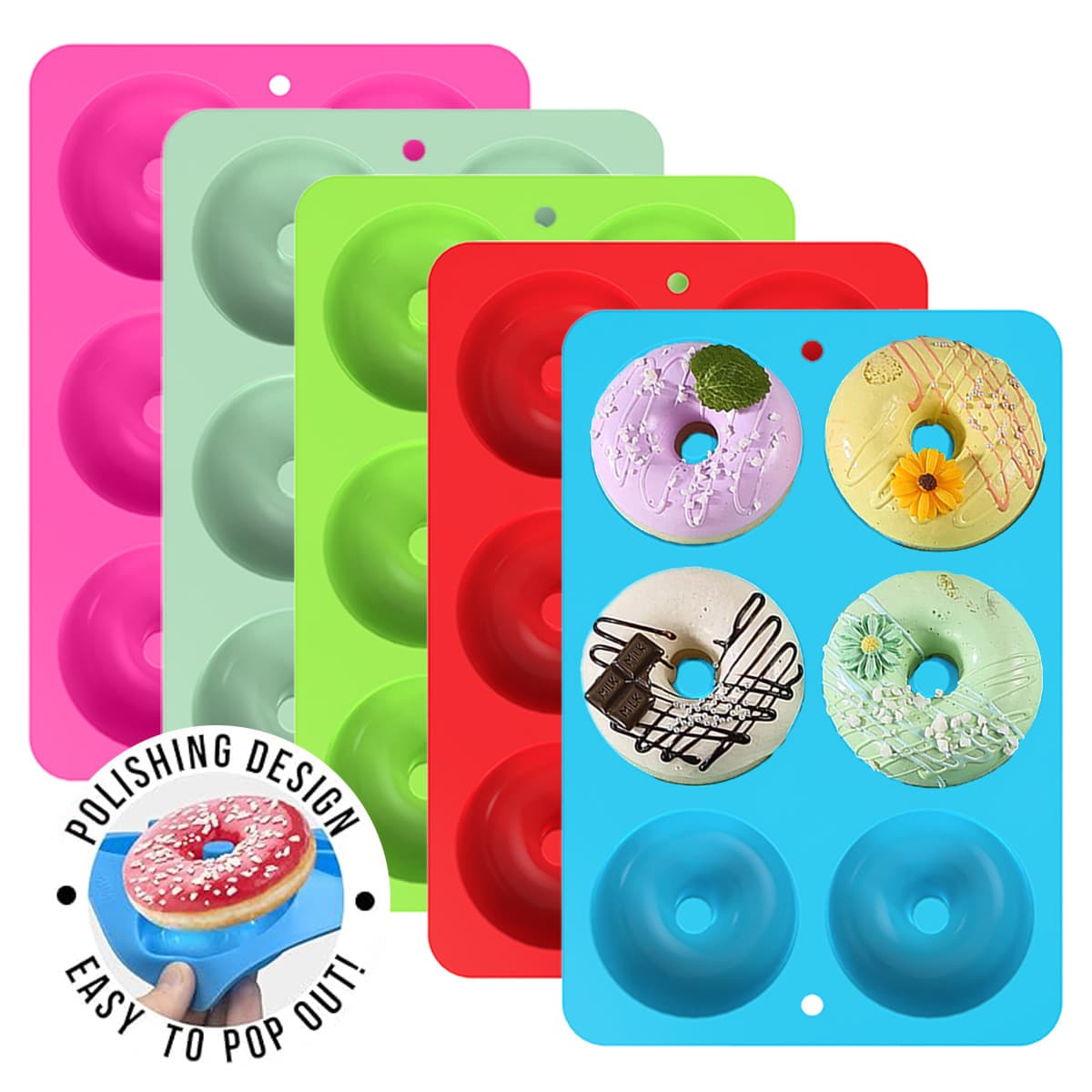 Food-grade 6-cavity silicone donut cake mold, high temperature resistant, easy to demold, silicone donut mold, baking tool.