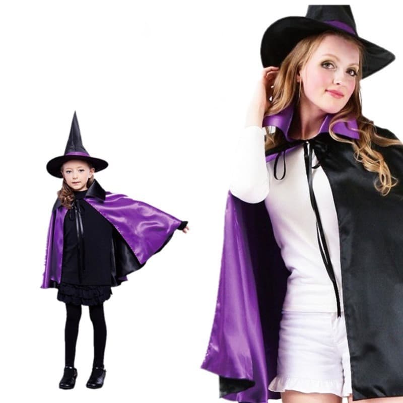 Cross-border Halloween Kids Adults Cape Cloak Children's Day Costume Party Cosplay Witch Parent-Child Performance