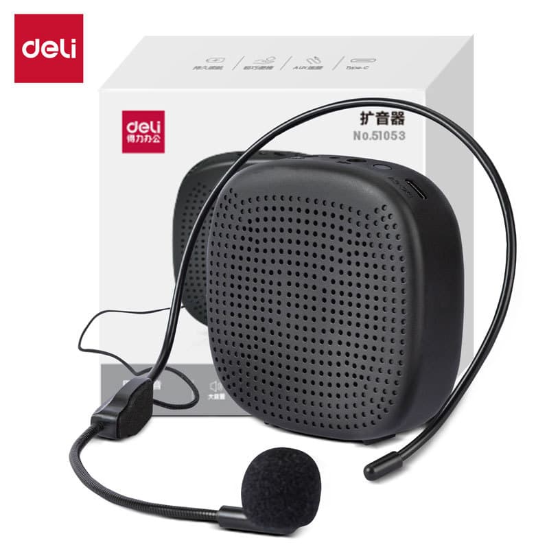 Deli 51053 Portable Amplifier for Teachers, Wireless Lapel Microphone for Lectures and Tour Guiding