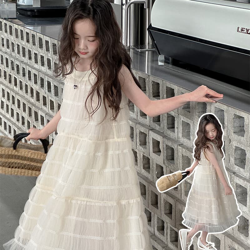 Girls' Summer Dress 2026 New Style Middle School Student Vest Dress Princess Dress Cake Skirt