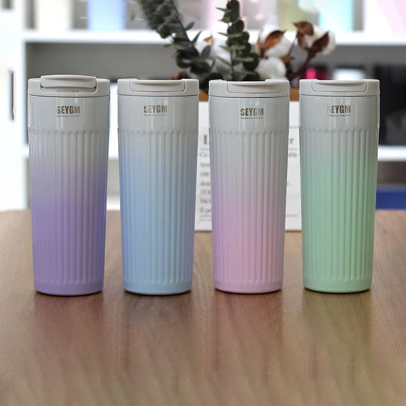 New 304 Stainless Steel Insulated Tumbler, Pop-Up Coffee Cup, Car Portable Water Bottle, Joy Stripe Women's Thermos