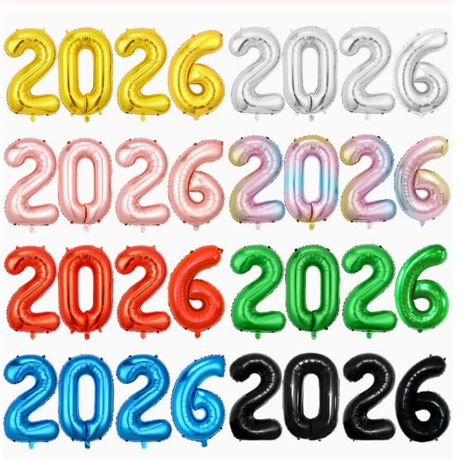 Clearance Special 2026 New Year Digital Balloon Decoration Props Atmosphere Red Oversized Arrangement Digital Balloon
