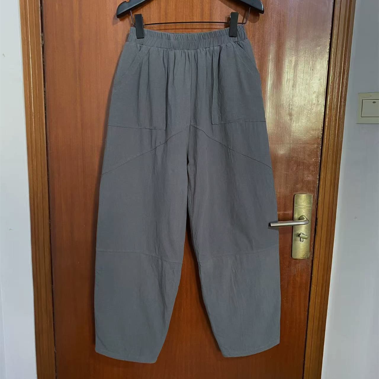 Winter Cotton-Lined Casual Pants Thickened Loose Fit Plus Size Brand Long Pants High Waist Elastic Waist Slim Gray Women