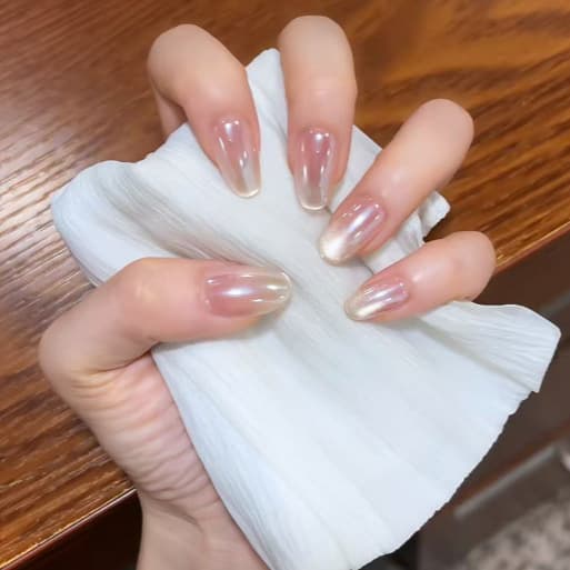 [Yingyu] Nude Pink Soft Cat Eye Premium Press-On Nails Manicure Stickers Daily Commute Skin-Brightening Elegant