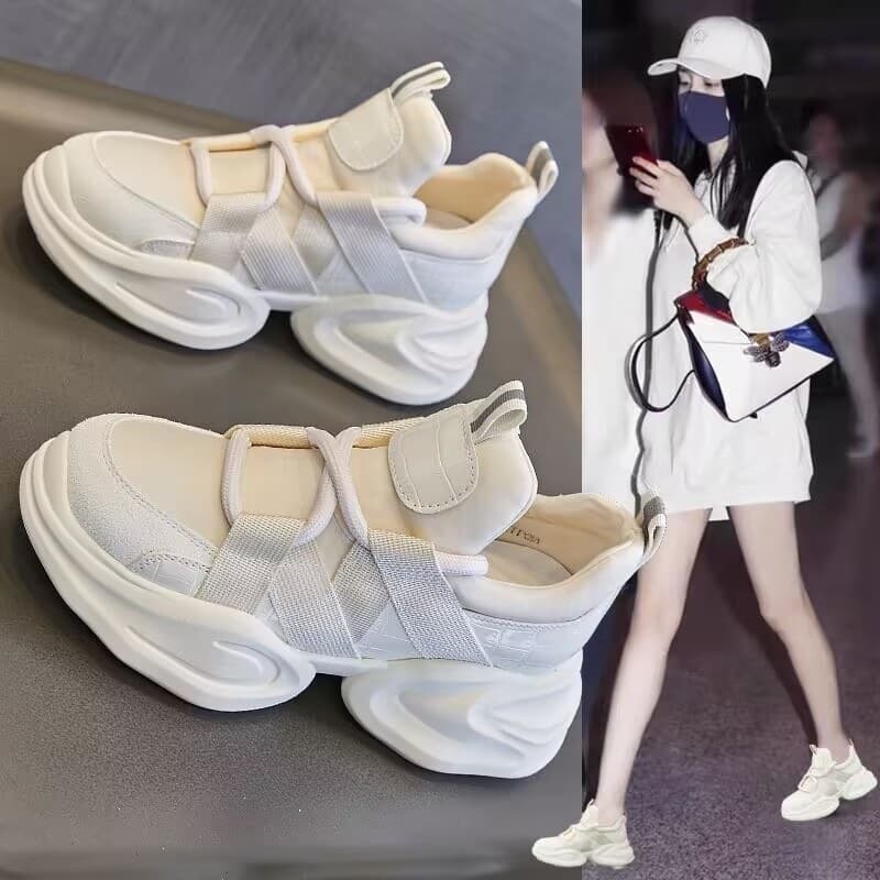Women's New Casual Sneakers 2026 Chunky Dad Shoes, Versatile Faux Leather, Lightweight Thick Sole for Spring/Summer, Height-Increasing