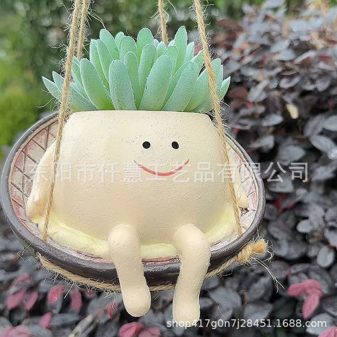 Cross-border Smiley Face Succulent Hanging Basket Pot Creative Home Decoration Sofa Flower Pot Ornament