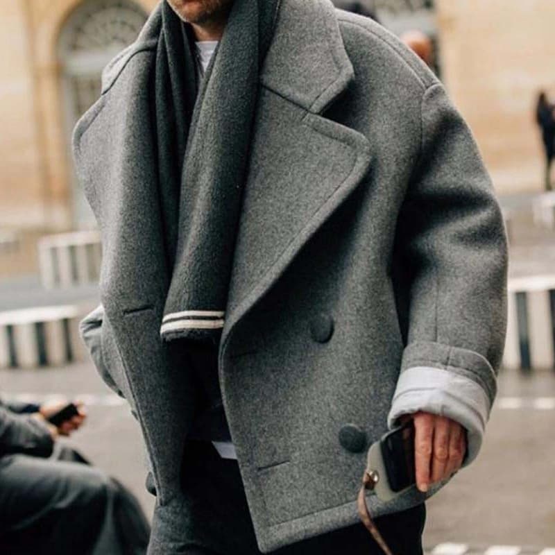 2025 Cross-Border Oversized Lapel Woolen Jacket Coat Men's Amazon Independent Site Europe and America Autumn Winter Street Fashion Short Length