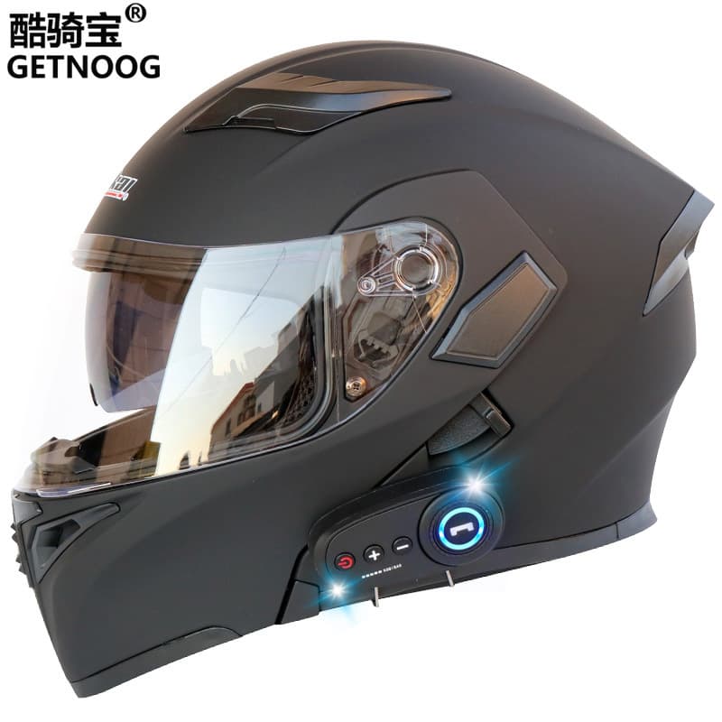 Cool Riding Treasure Electric Motorcycle Bluetooth Helmet Dual Lens Exposed Helmet Full Face Motorcycle Helmet with FM