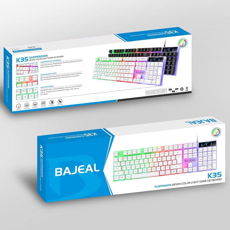 BAJEAL T350 luminous USB keyboard and mouse set computer game mechanical feel suspended rainbow backlight