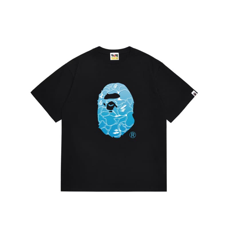 Cross-border trendy brand 230g heavyweight pure cotton BAPE short-sleeve T-shirt for men, women, students, and couples with ape head print