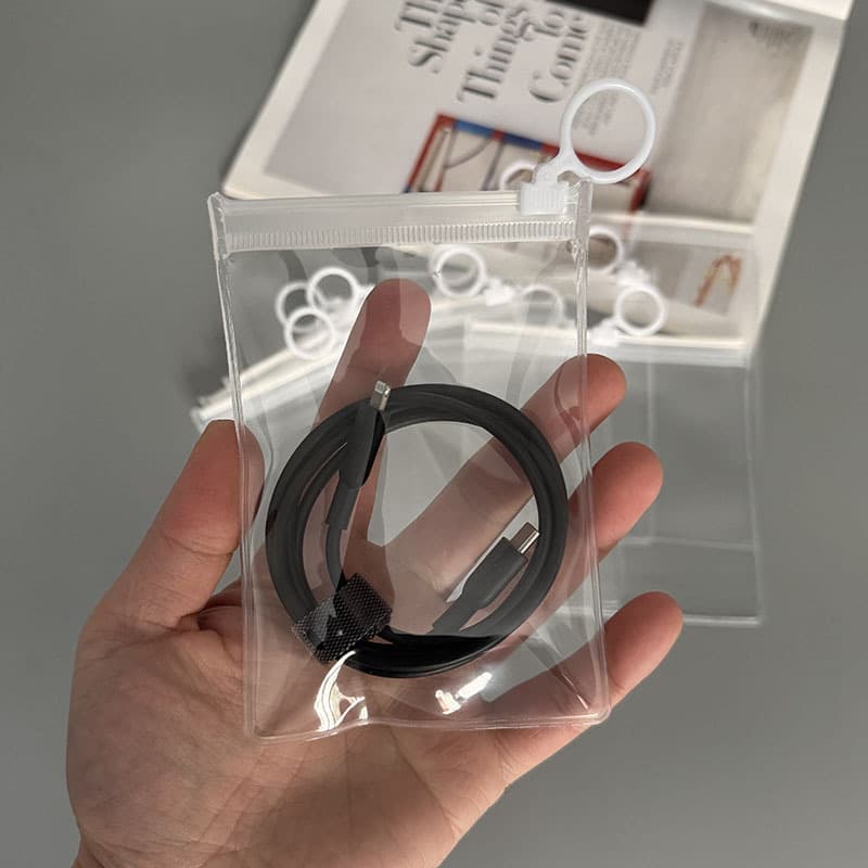 Portable eva transparent data cable storage bag charging cable box cable organizer zipper bag bedroom desktop drawer organization