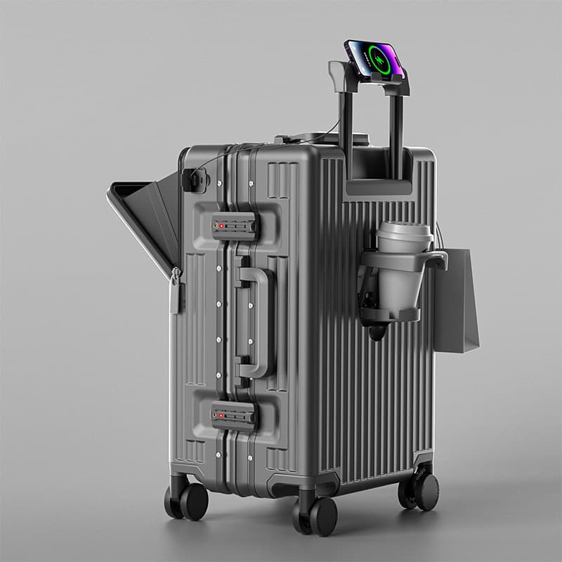 Front-opening suitcase 24-inch anti-fall PC trolley case 20-inch boarding case large-capacity suitcase leather suitcase password suitcase