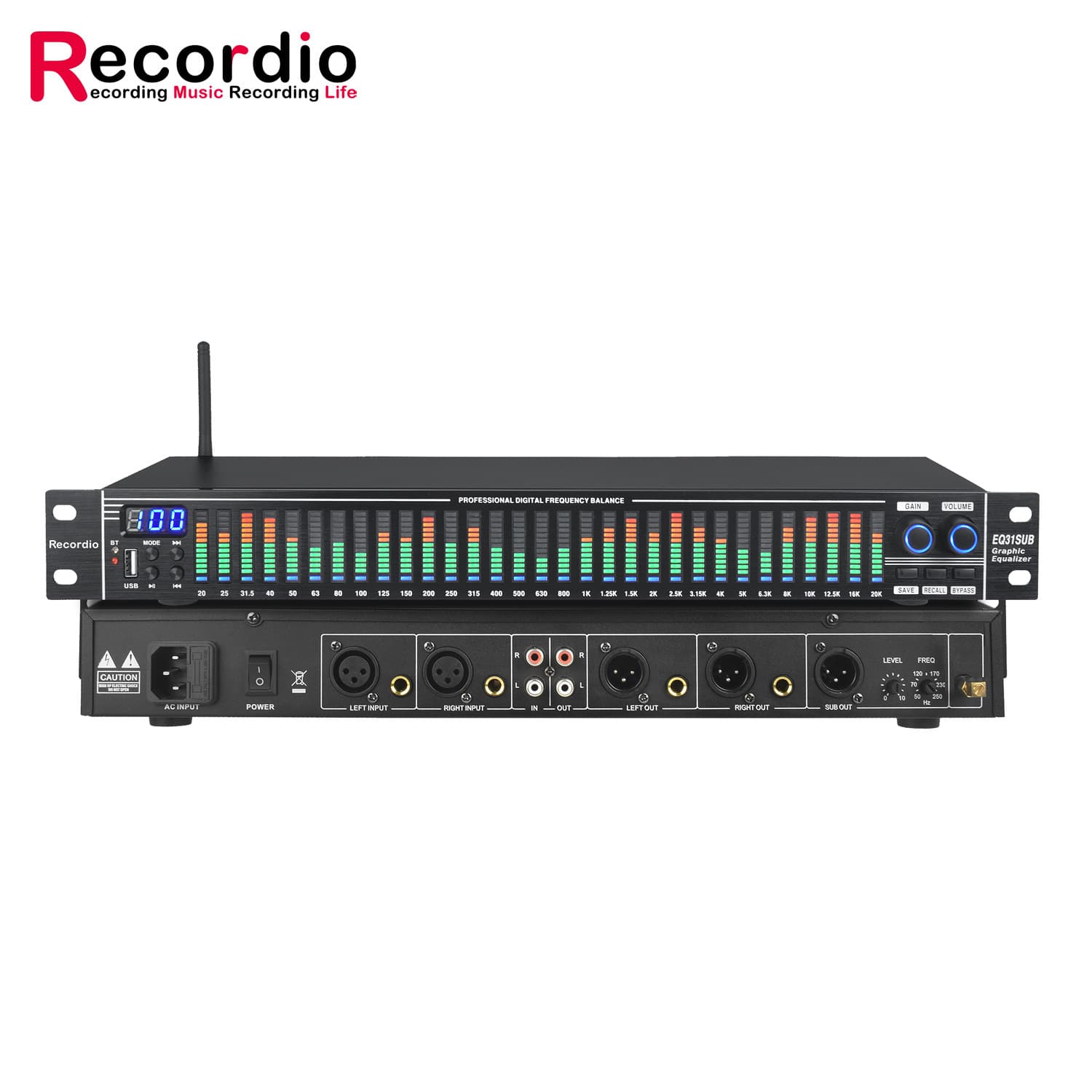 Factory Supply EQ31SUB Digital Equalizer 31-Band Tuner Professional Stage Performance Noise Reduction Audio Processor