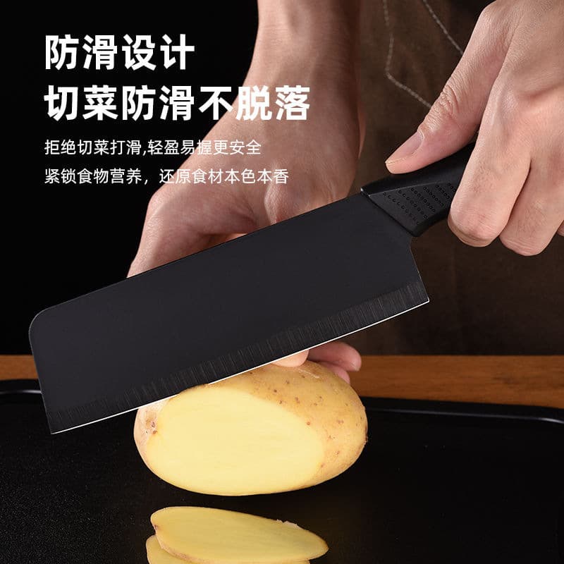 Stainless Steel Kitchen Knife Black Blade Meat Cutting Knife Household Kitchen Tool Sharp Cutter