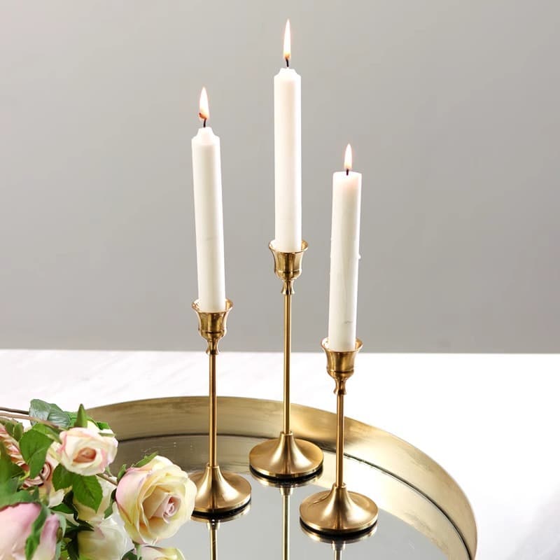 Electroplated Bell Candle Holder Light Luxury Vintage Christmas Dinner Romantic Western Candle Holder Set Gift Gold Decoration