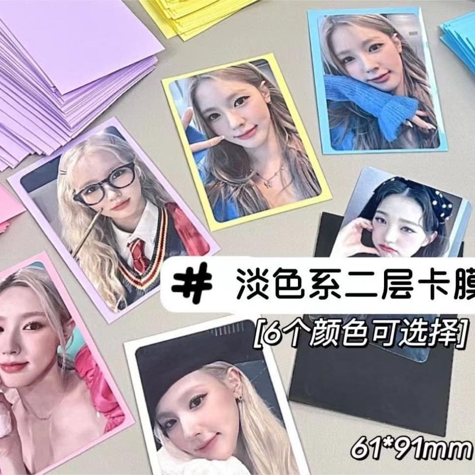 Ins-style two-layer macaron small card holder for idol and celebrity photo display, card storage protective sleeve, ID card
