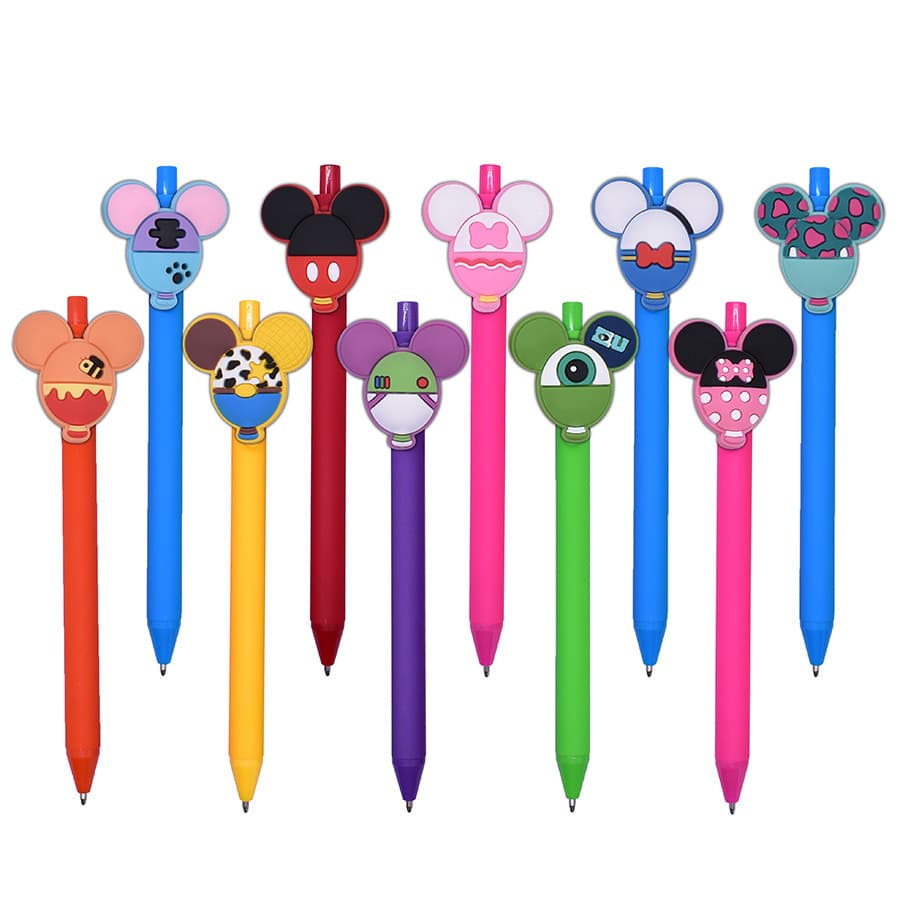 Cross-border New Mickey Mouse Head Shape Gel Pen Candy Color Cartoon Mickey Mouse PVC Patch Creative Ballpoint Pen