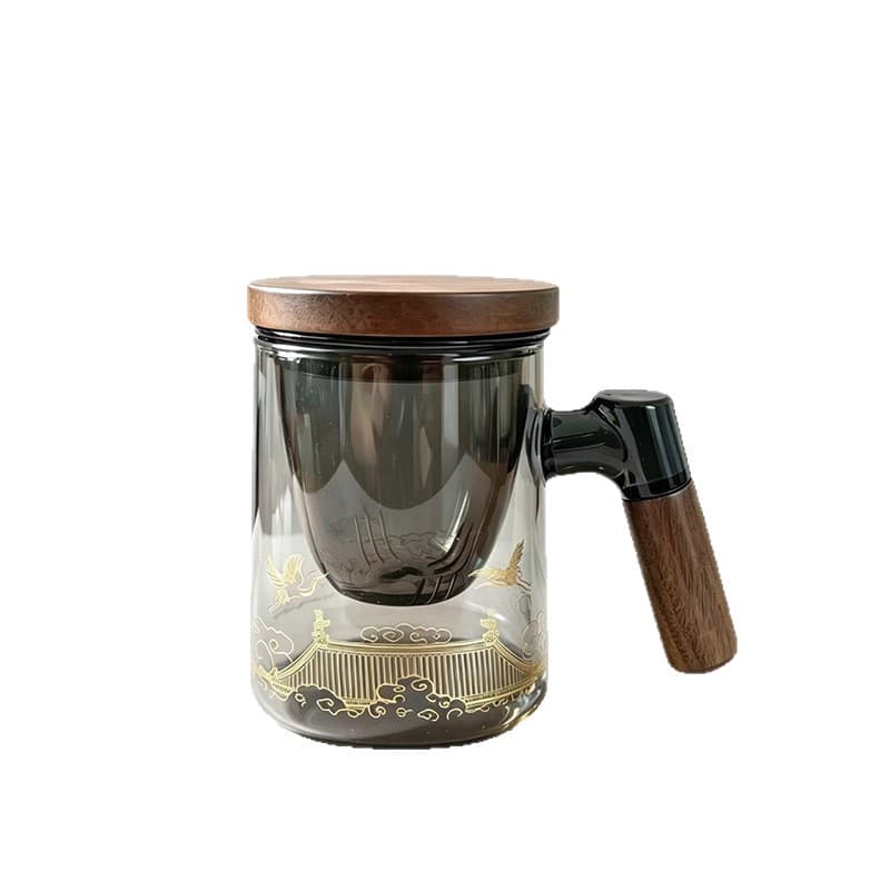Forbidden City Cultural Creative Glass Tea Cup, Large Capacity Office Tea Infuser Cup, Boyfriend Birthday Gift, Business Gift