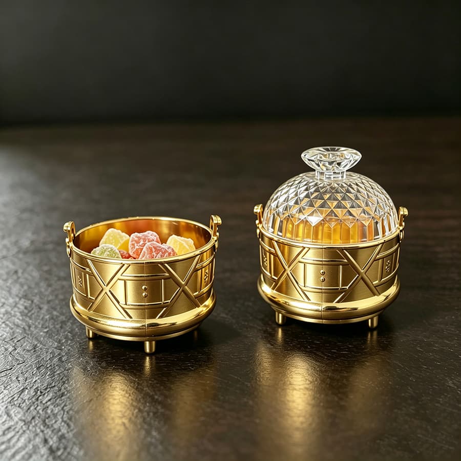 Factory Direct Wholesale European Style Large Incense Burner with Open Lid, Electroplated Gold Sugar Box Ornament Storage Container