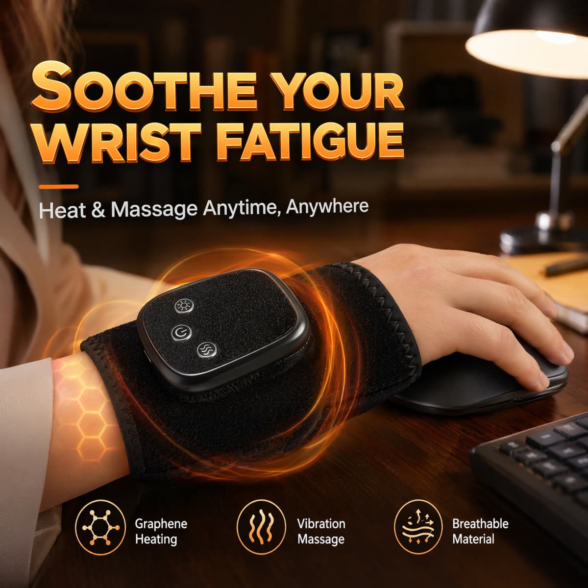 Cross-border Hand Massager Red Wrist Massager Electric Heat Vibration Wrist Heating with Hot Compress Massager