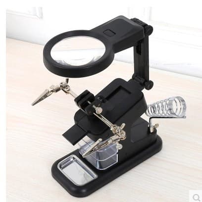 New Desktop Soldering Station with Magnifying Glass, Auxiliary Clips, Drawer, and USB Port 7026