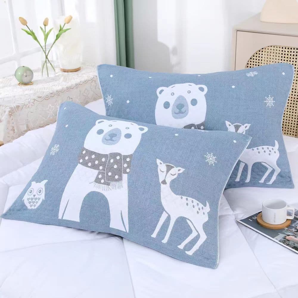 Pure Cotton Gauze Pillowcase Single Household Thick Full Cotton AB Yarn Dorm Couple Soft Skin-Friendly Breathable