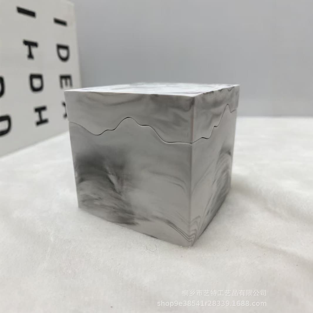 Marble plaster cup square irregular splicing aromatherapy candle empty cup storage box home decoration ornaments