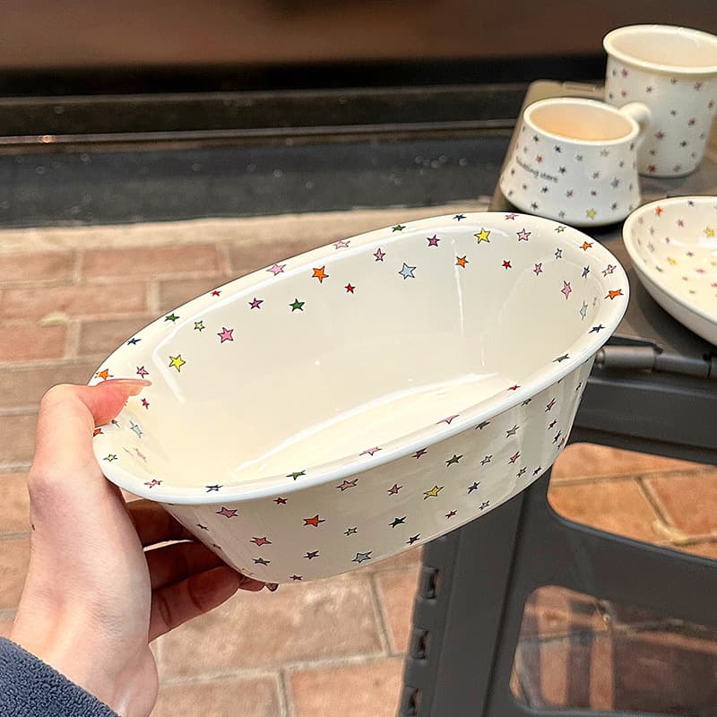 Star series new salad bowl, fruit bowl, dessert bowl, high-looking ceramic large bowl, bathtub bowl, beautiful bowl