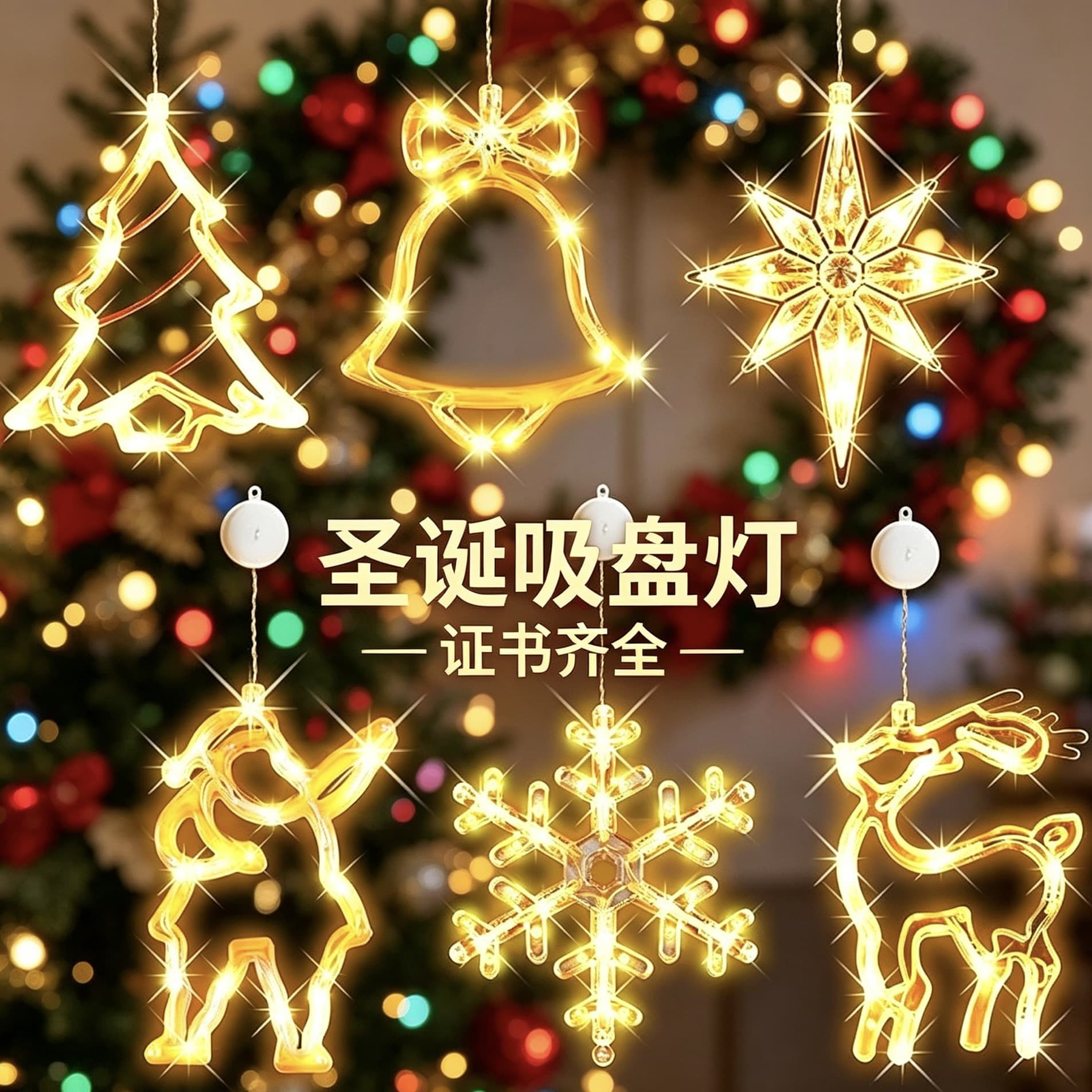 Christmas Suction Cup Lights LED String Lights Window Christmas Tree Holiday Atmosphere Scene Decoration Colorful Lights Holiday Ambience Lamp
