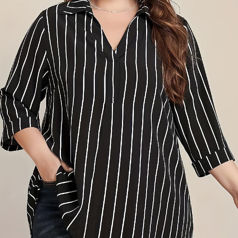 Cross-border AliExpress Wish Amazon Simple Fashion Striped Print Blouse Women's Shirt