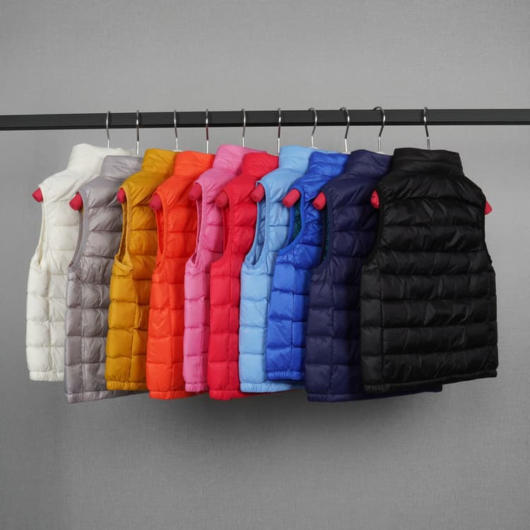 Autumn/Winter Boys' and Girls' Down Vest Solid Color Children's Waistcoat Lightweight Kids' Outerwear Duck Down Short Style Sleeveless Jacket