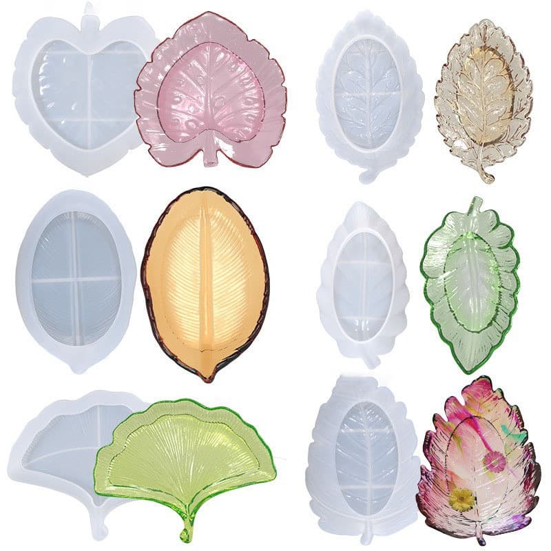 Cross-Border Resin Leaf Plate Silicone Mold, DIY Leaf Banana Leaf Gypsum Resin Storage Tray Wholesale