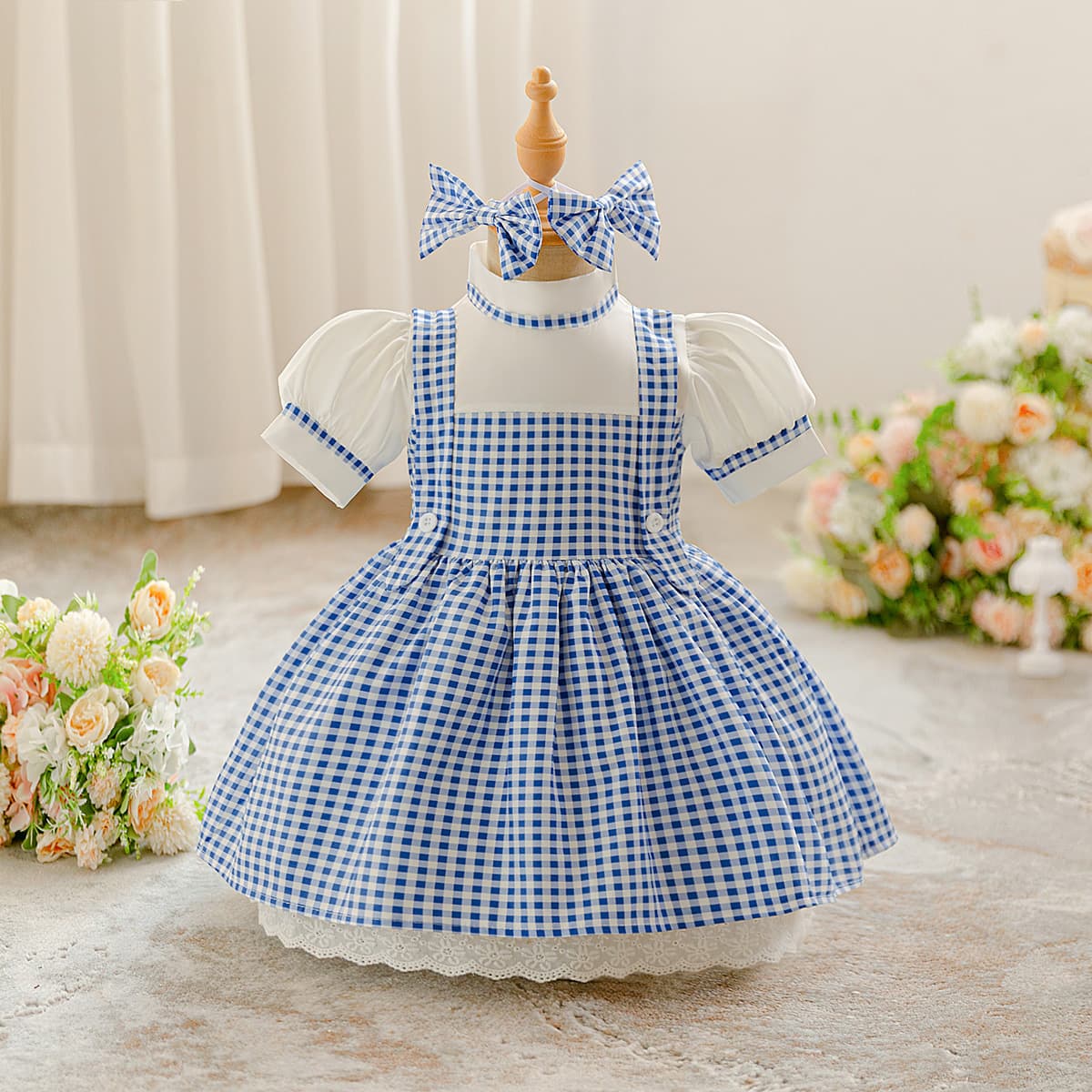 Halloween Children's Wizard of Oz Dorothy Costume, Infant Printed Flower Girl Dress, Baby Birthday Dress