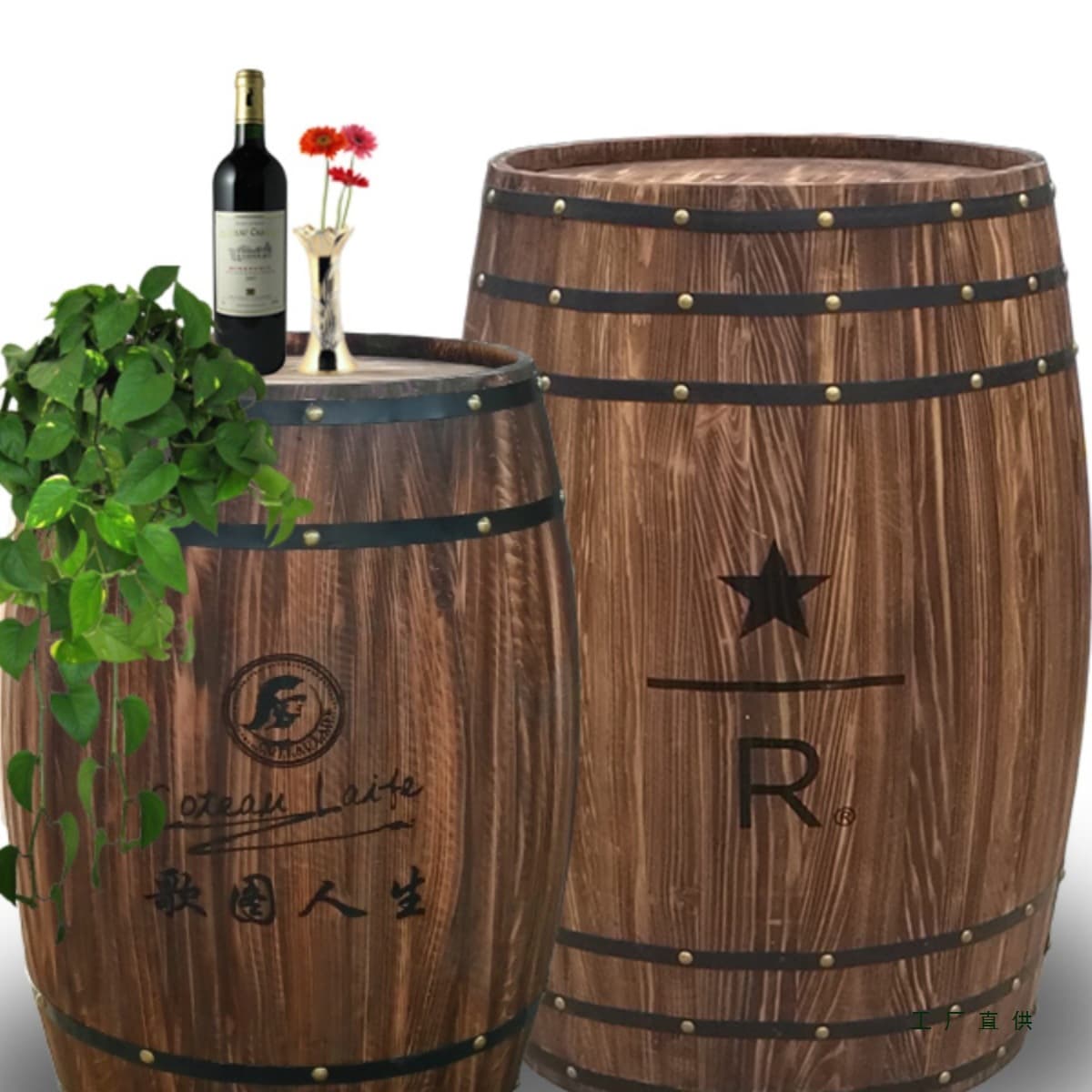 Wedding Oak Barrel, Outdoor Decoration, Oak Beer Keg, Solid Wood Red Wine Barrel, Bar and Winery Exhibition Decor