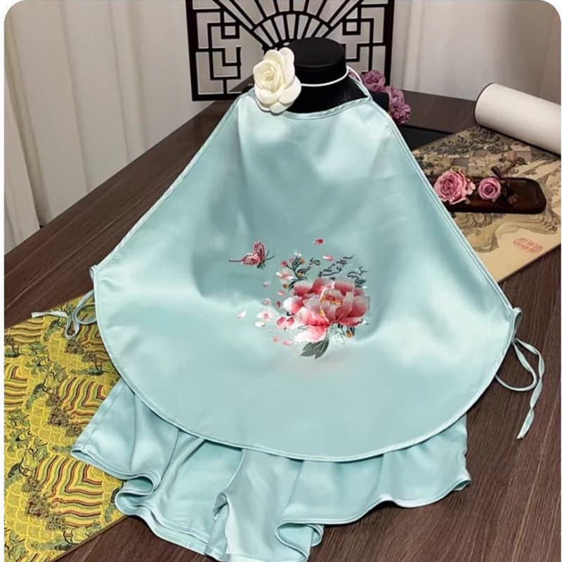 Retro-style embroidered pajamas camisole sexy set, Suzhou embroidery bellyband, women's adult double-layer simulated silk lingerie embroidery