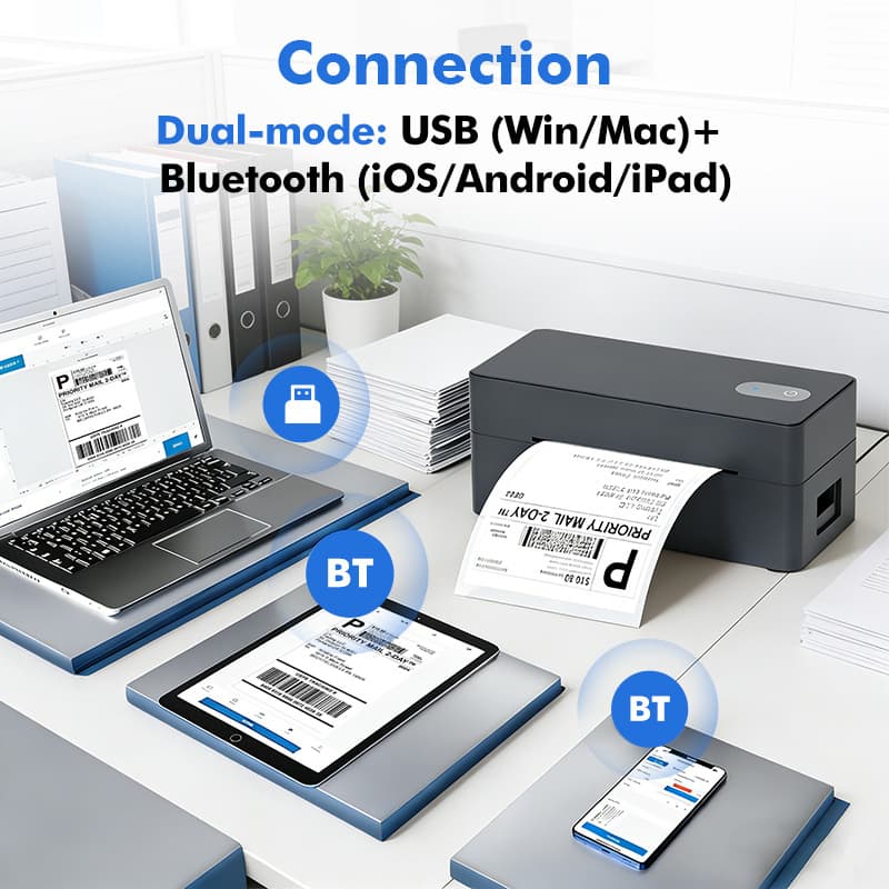 D400 E-commerce USPS Label Bluetooth Thermal Sticker Printer for Cross-border Logistics