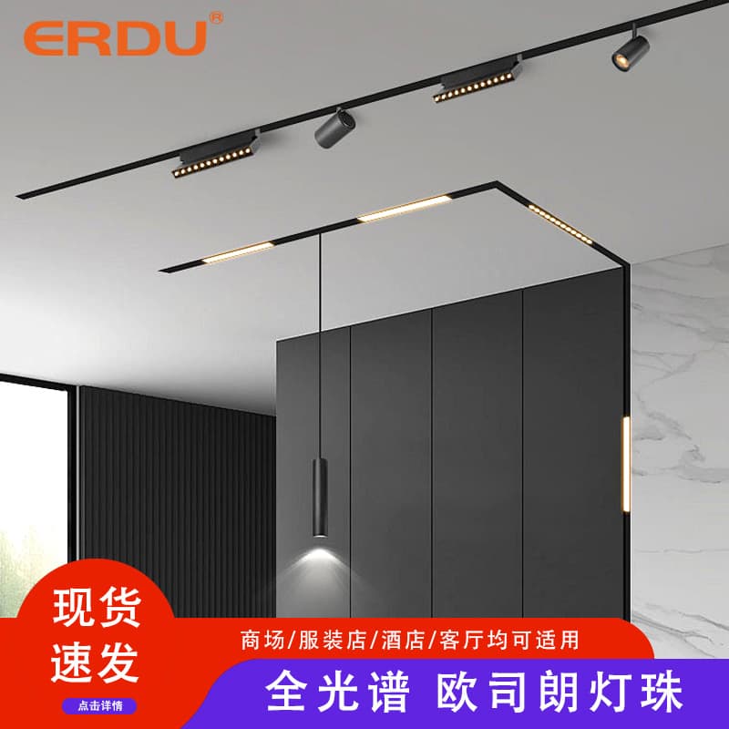 Manufacturer wholesale mainless lighting concealed/surface/pre-embedded recessed floodlight for home living room magnetic track light.